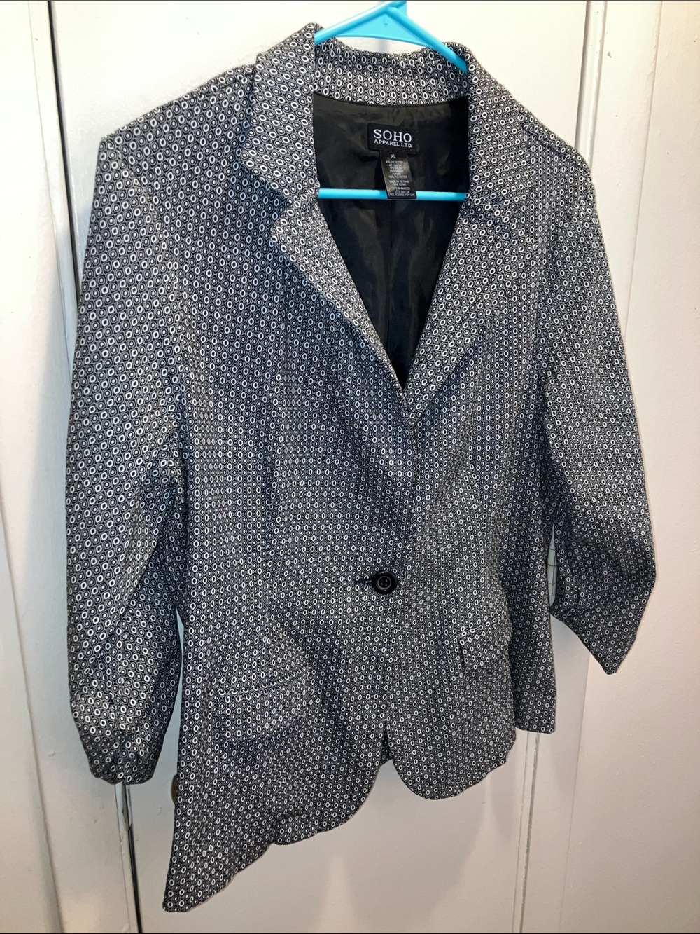 Soho Apparel Black & White Geometric Blazer XL Cropped
